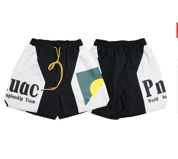 

men's shorts summer new sunset letter printing color block sports shorts casual trend men's beach pants running sports inner layer, White;black