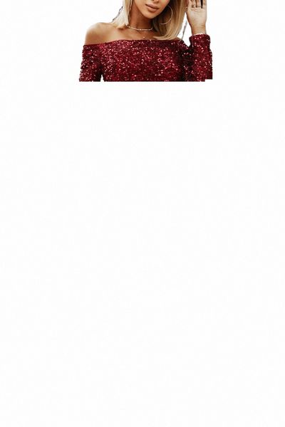 

red sequin off shoulder long sleeve evening gown i6yc#, Black;pink