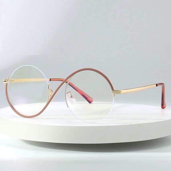 

reading glasses protect your eyes glasses metal half and round anti blue light computer goggles frame gradient women prescription glasses 23