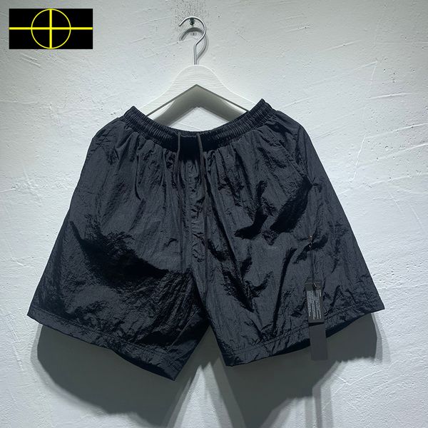 

men's shorts 22ss celana pendek kasual pria wanita mesh bernapas kompas patch bordir lencana besar pantai logam nilon 230515, White;black