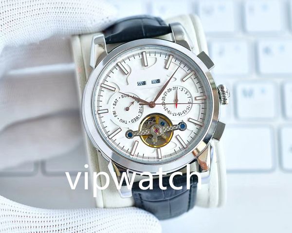 

2023new boutique men's luxury watch powerful hollow design refined steel case mineral super strong mirror 44mm, Slivery;brown