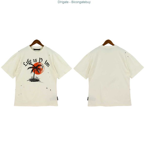 

men's t-shirts chao brand angel letter direct spray printing short sleeve t-shirt palm tree net red youth spring and summer 1mrx, White;black