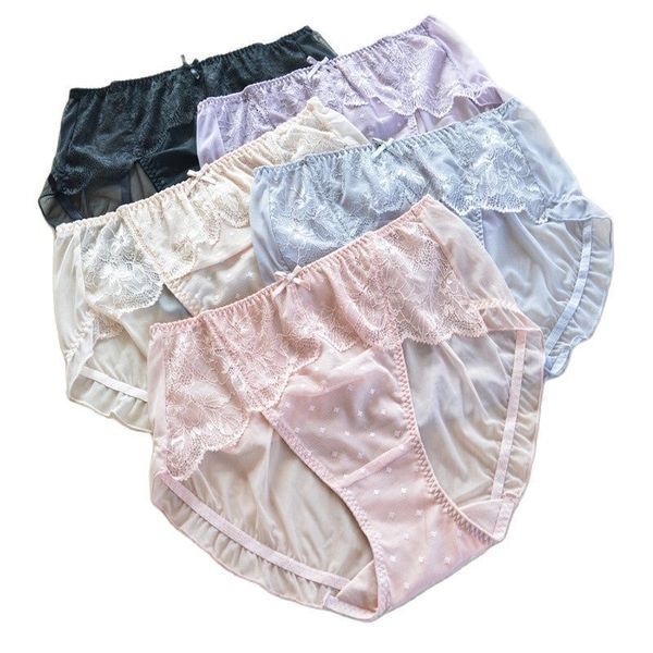

women's panties s806 women's panties lace mesh material mid waist breifs smooth seamless underpants sofe breathalbe female underwe, Black;pink