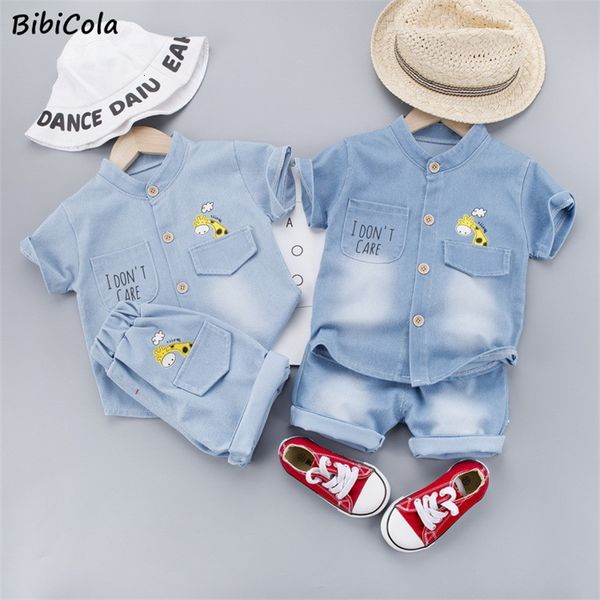 

pajamas setelan baju bayi laki laki musim panas kaus jerapah kartun celana pendek denim 2 potong olahraga kasual anak balita 230516, Blue;red
