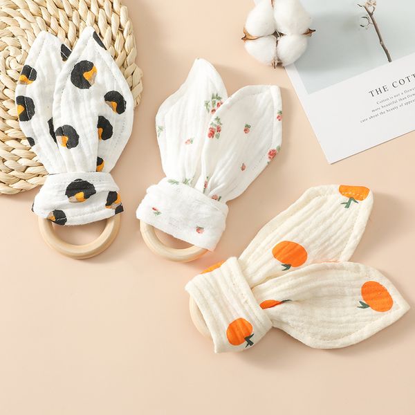 

new animal ear bite baby bite doll pure cotton imported printed rabbit ears dh040