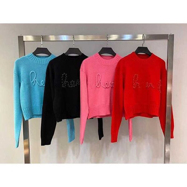 

2023 women designers sweaters knitwear knit crow neck sweater pullover letter long sleeve clothing oversized, White;black