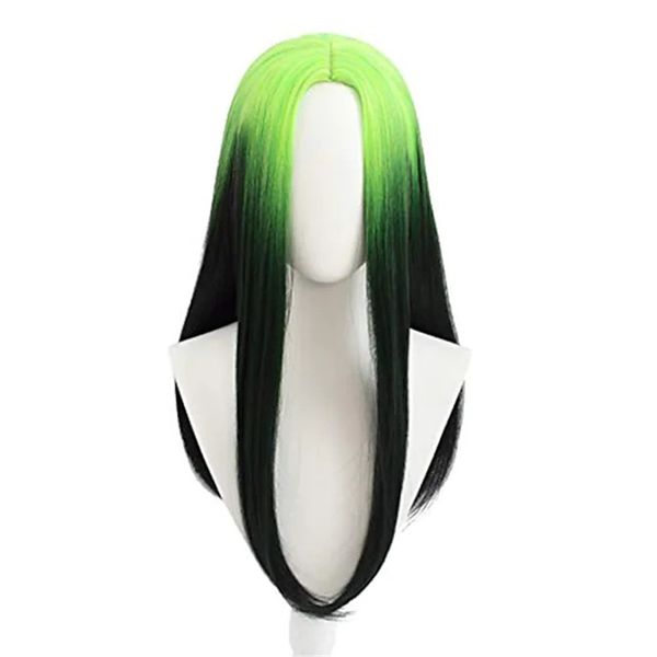 

bad guy cospaly wig woodfestival green omber color high temperature synthetic wigs women party, Black