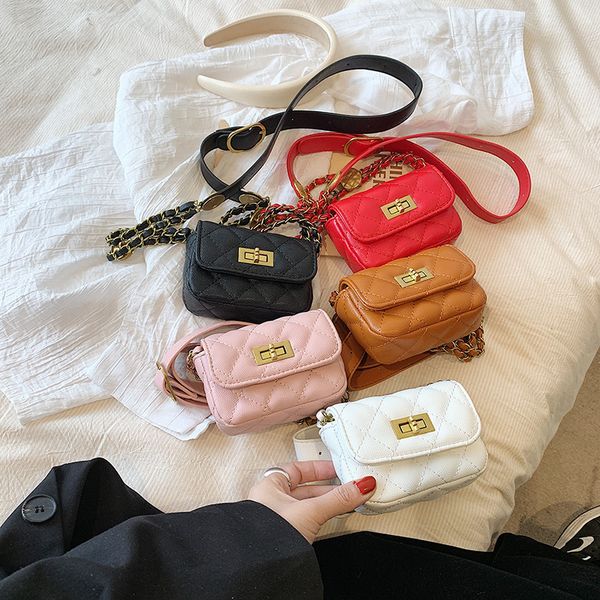 

2023 summer children princess handbag baby girls embroidery line small square bag fashion kids chain crossbody bags f1673, Black