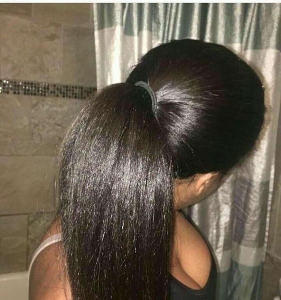 

whole brazilian kinky straight ponytail natural hair human hair ponytail extensions 1022inch virgin human hair italian yaki7634243, Black
