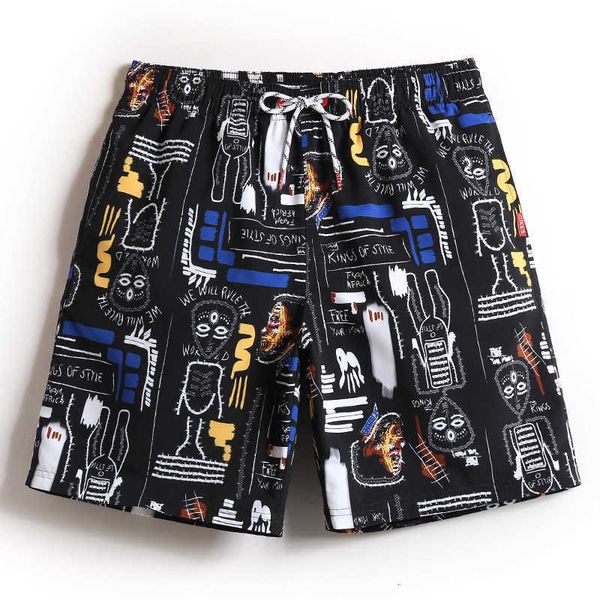

men's clothing beach pants quick drying shorts loose and comfortable personalized fashion capris vacation leisure belt lining, White;black