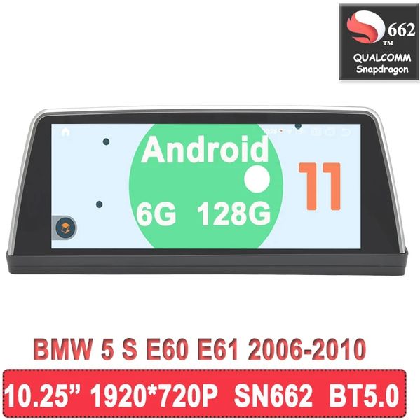 

10.25" vertical screen snapdragon662 android11 car autoradio multimedia player for bmw 5 series e60/e61 ccc/cic gps bt5