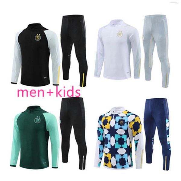 

22 23 algeria algerie mens kids football tracksuit jersey kit set 22 23 men training suit soccer tracksuits survetement foot chandal futbol, Black