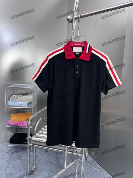 

xinxinbuy men designer tee t shirt 23ss shoulder ribbon letter printing short sleeve cotton women black white green m-2xl, Black;brown