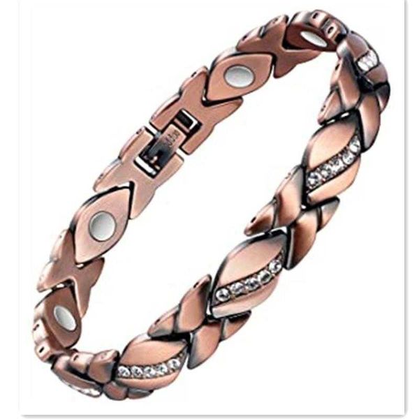 

stone womens magnet bracelet bronze leaves brushed creative magnetic, Golden;silver