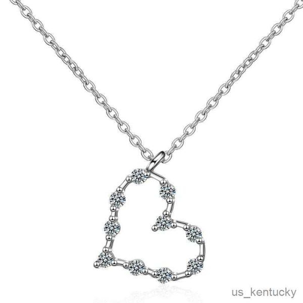 

pendant necklaces new hollow heart shed zircon pendants nelaces for women trend short clavicle chain choker jewelry, Silver