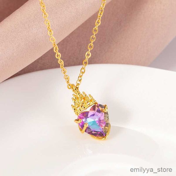 

pendant necklaces new colorful zircon crystal heart pendant necklaces for women fashion ladies wedding jewelry female clavicle chain, Silver