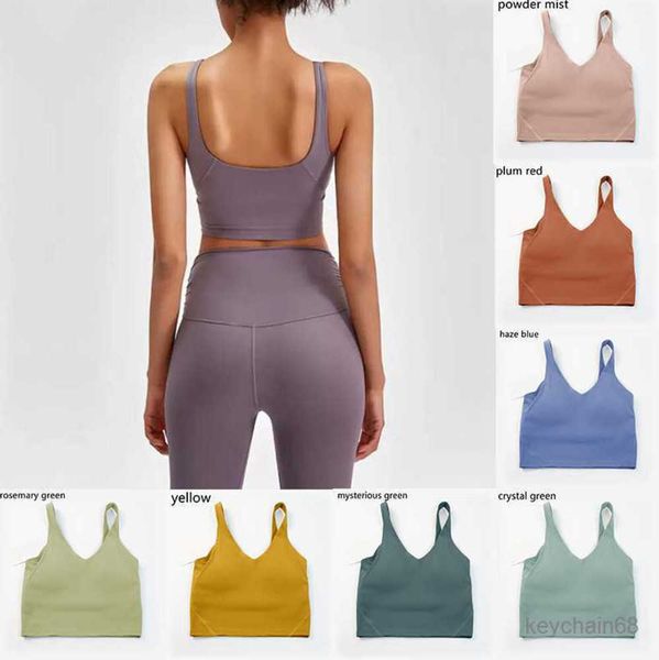 

lulus yoga align sports bra gym clothes lululemens womens underwears tanks camis shockproof running fashion icon fitness breathable design 6, Gray
