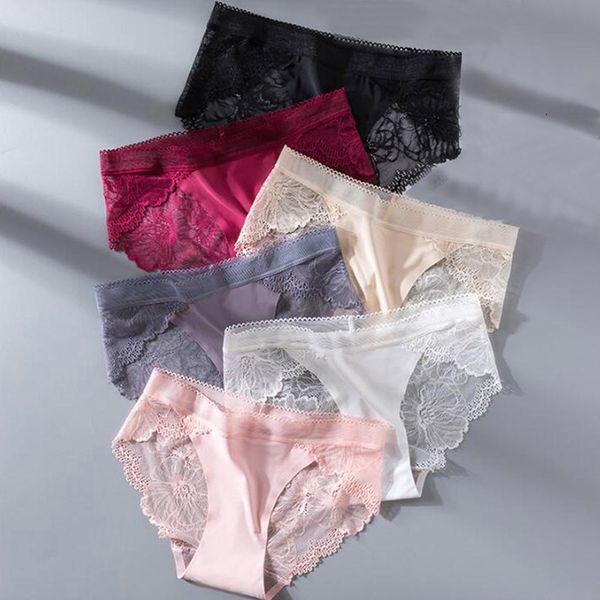 

women's panties 5 pcs/lot arrival good quality lace panties underwear women nylon lace seamless briefs  l xl 8088 230516, Black;pink