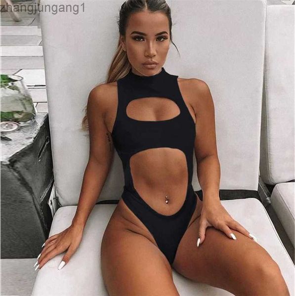 

designer fashion big-size bikini one-piece 2023 swimsuit women zipper cut-out swimsuit t shirt, White;black