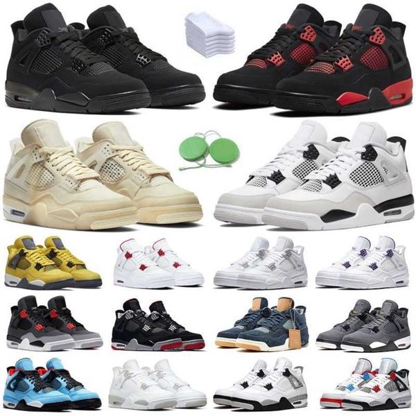 

with box designer men 4 4s women basketball shoes sneaker military black cat sail white oreo cement red thunder unc blue lightning infrared