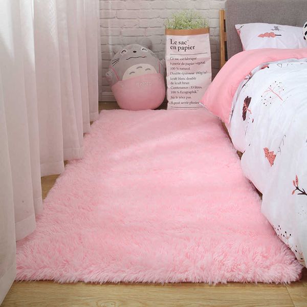 

Pink Bedroom Carpet For Children's Room Cute Girls Floor Soft Mat Living Room Decoration White Fluffy Large Kids Bedside Rugs