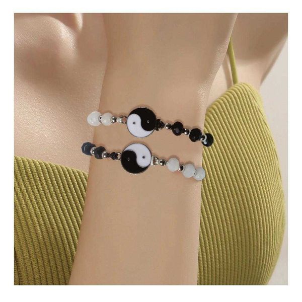 

bohemian alloy glass bracelet fashion tai chi adjustable for men and women, Golden;silver