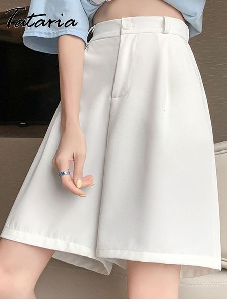 

women's shorts coffee suit shorts women's summer thin high waist wide leg shorts slim casual short pants elegant knee-length short, White;black