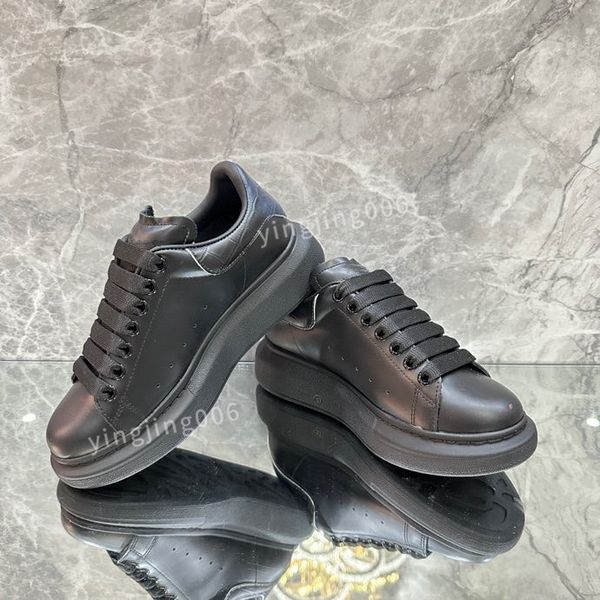 

2023new platform brand men quality casual shoes leather lace-up sneaker fashion lady flat running trainers letters gym sneaker, Black