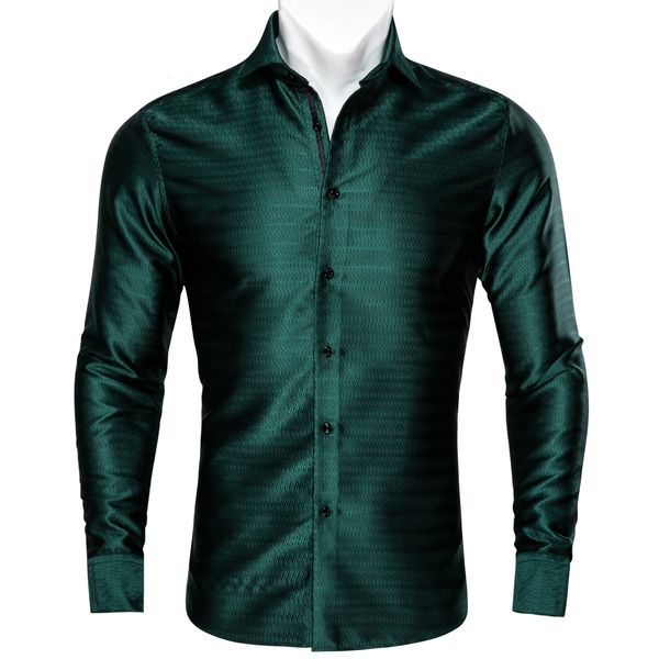 

men's casual shirts barry.wang luxury green solid silk shirts men long sleeve casual flower shirts for men designer fit dress shirt by-, White;black