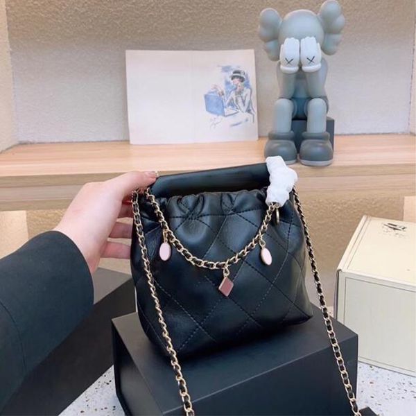 

Hot Sales Luxuryi Designera Women Shoulder Bags Leather Bucket Bag Fashion Drawstring handbags Cross Body purse Multi Colors, Black