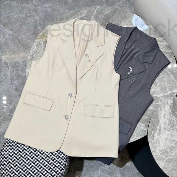 

women's vests designer summer fashion vest women solid color sleeveless suit vests embroidered letters cardigan coat luxury diamond jac, Black;white