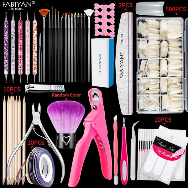 

false nails 500pcs box kit clear natural fake tips full half cover french art acrylic finger uv manicure tools 230515, Red;gold