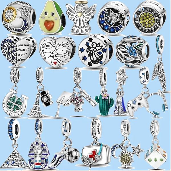 

925 sterling silver charms for jewelry making for pandora beads wholesale snake coffee cup dog cz cactus bead, Black