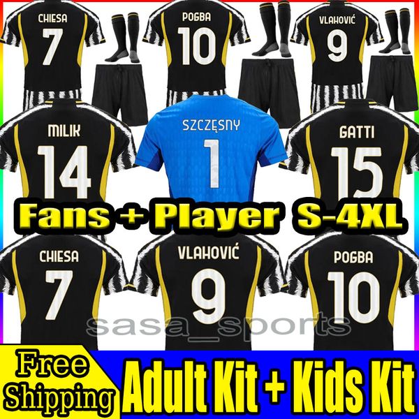 

s-4xl 23 24 soccer jerseys 2023 2024 home away milik di maria vlahovic kean pogba chiesa mckennie locatelli jerseys kits men kids unifor juv, Black;yellow