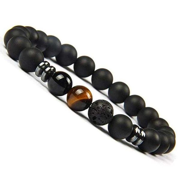 

volcanic rock frosted tiger eye bracelet black film wholesale, Golden;silver