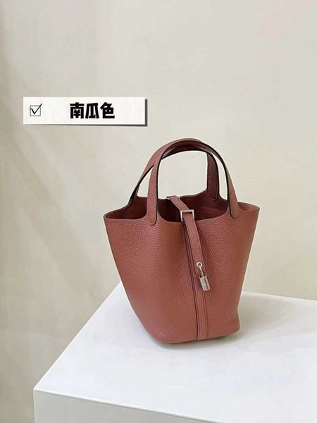 

authentic totes picotin women's luxury bags 2023 new h home layer cowhide togo leather vegetable basket bag water bucket handbag ntwj