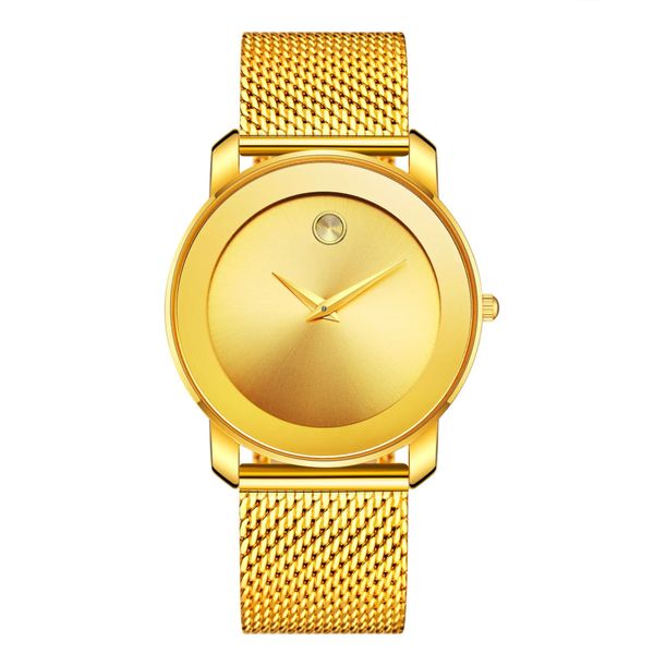 

men's quartz business watch classic waterproof watch 40mm high-quality stainless steel casual 5 colors, Slivery;golden