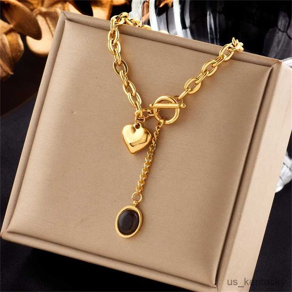 

pendant necklaces stainless steel elliptic heart she pendant chain ladies nelace fashion exquisite jewelry, Silver