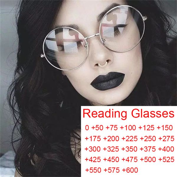 

reading glasses oversized round metal anti blue light woman reading glasses men clear lens vintage eyeglasses presbyopia large computer gogg