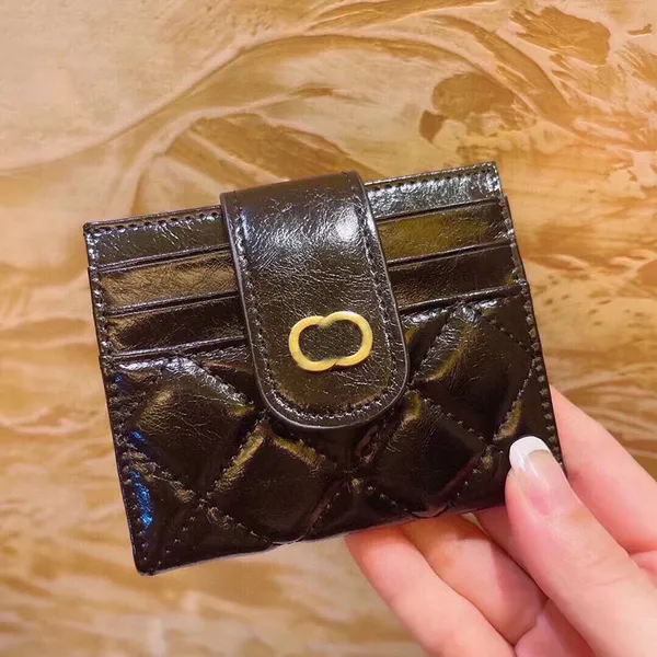

oil wax leather card holder purse designer bag gold metal hardware luxury wallet coin handbag multi pochette sacoche diamond lattice women c, Red;black