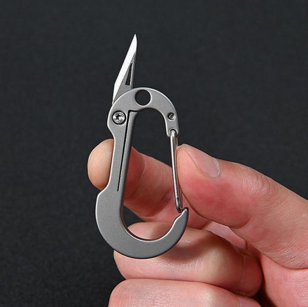 

multifunction carabiners titanium alloy key ring knife mini edc portable knives mountclimbing buckle outdoor safety pocket tool b1182266