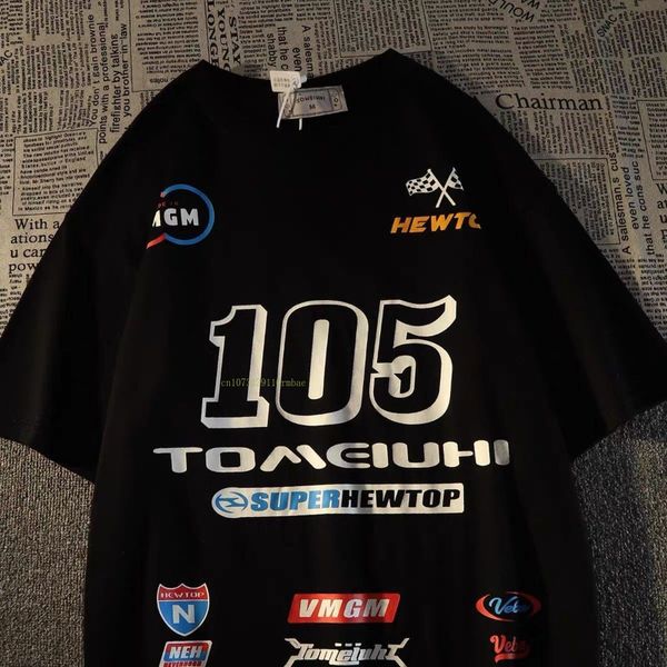 

men's t shirts kaus merek fashion hip hop amerika pria wanita lengan pendek atasan motor longgar musim panas vintage high street 230515, White;black