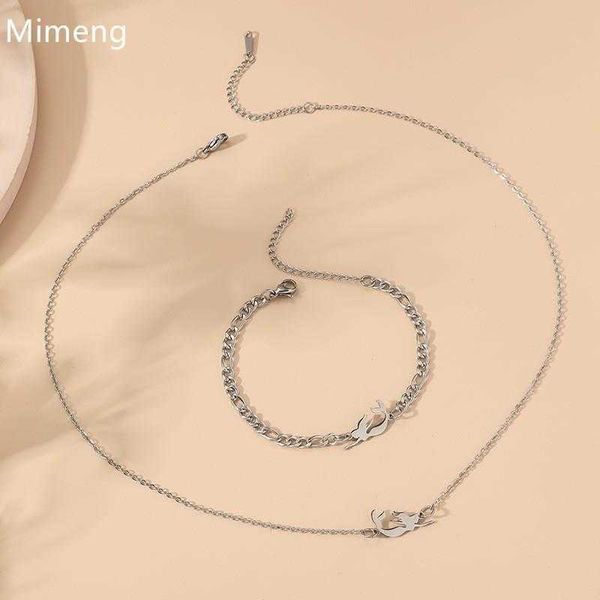 

mermaid pendant link bracelet necklace female simple cold style clavicle chain wholesale, Black