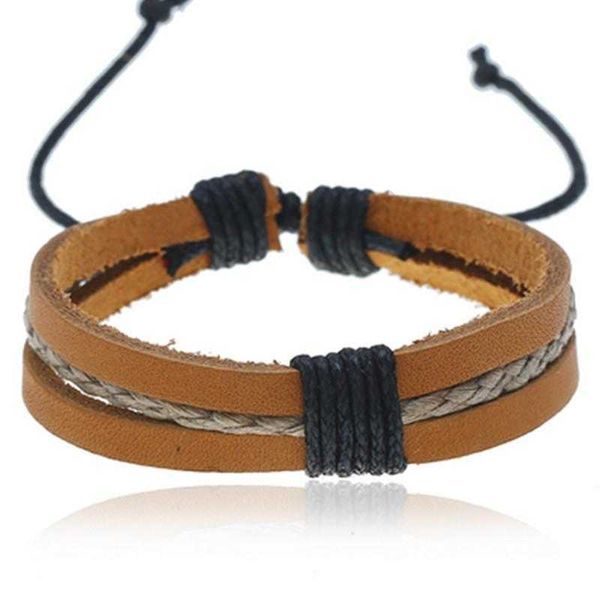 

vintage weave cattle leather bracelet simple men and women jewelry carrying strap stable, Golden;silver