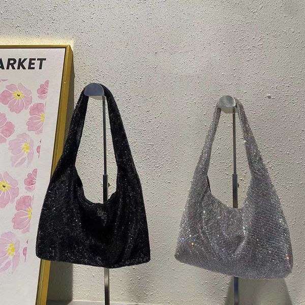 

evening bags 2023 new fashion shiny diamond handbags for womens large capacity tote bag armpit portable shoulder 230427