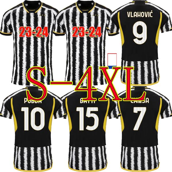 

s-4xl di maria vlahovic soccer jerseys 23 24 home away milik kean pogba chiesa mckennie locatelli goalkeeper szczesny 2023 2024 kits men uni, Black;yellow