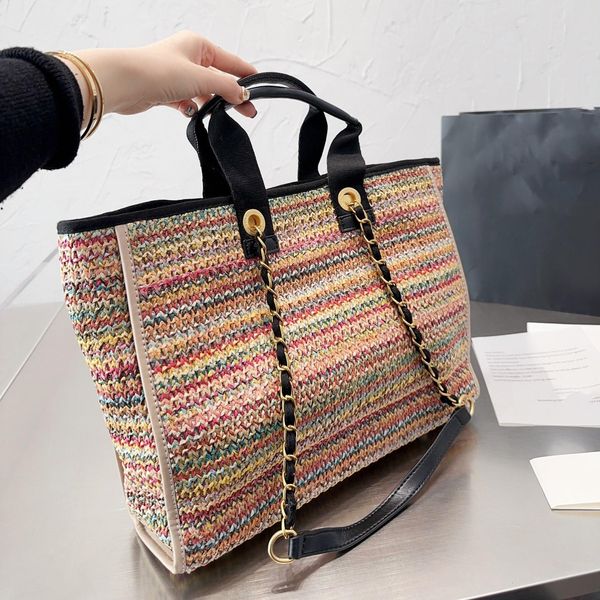 

designer beach summer bags channel shopping bag canvas 2023 lady large handbags leather shoulder bags purse crossbody tote handbag
