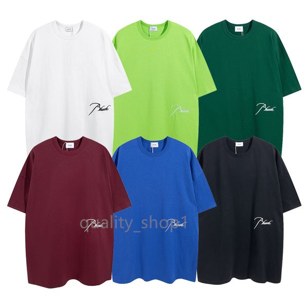

23ss designer rhude men tshirt summer fashion casual t shirts embroidery street women men short sleeve tee oversize heavy fabric couple cott, White;black