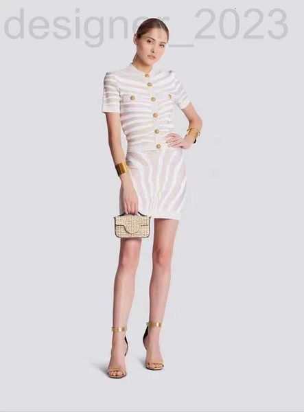 

two piece dress designer  2023 suer women's pie sets rand fashion dinner dress knitting suit women's knit short skirt ohemian mot, White