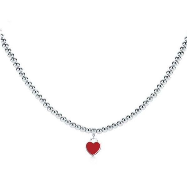 

designer t letters heart necklace ladies 925 silver couple necklace blue pink green red neck jewelry valentine's day gift does not fade